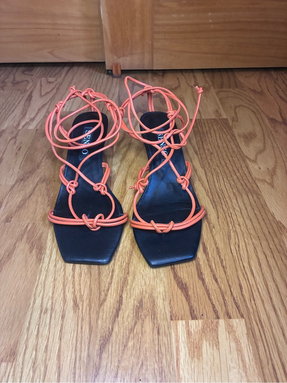 SENSO Black Sandal with Orange Wrap Straps